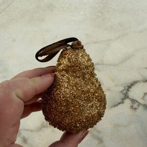 Gold Glitter Pear-Shaped Bag Ornament